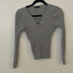 SHEIN ribbed gray long sleeve